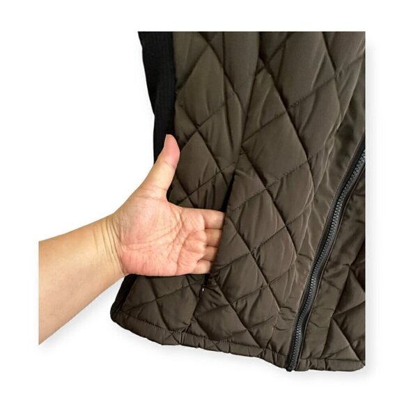 Andrew Marc BrownPuffer Quilted Vest with Black Side Panel, Size Large - Picture 9 of 12
